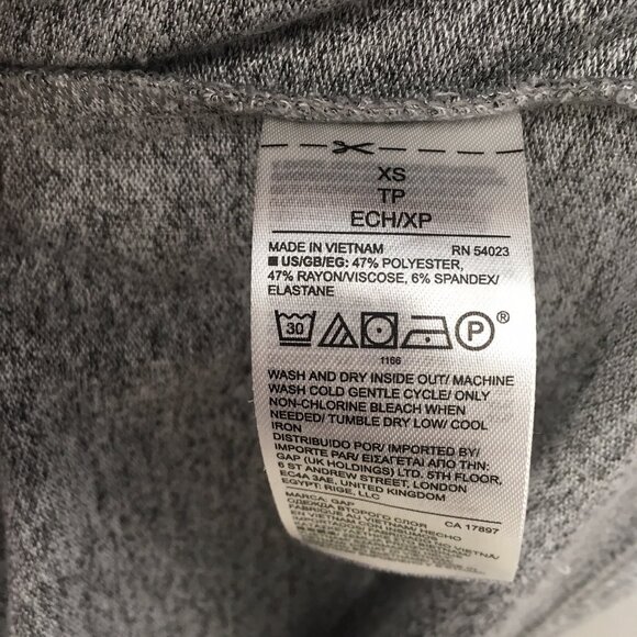 GAP Sweater Dress XS Gray Knit Stretch Cowl Neck 3/4 Sleeve - Picture 5 of 7